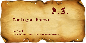 Maninger Barna névjegykártya